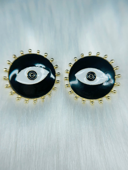 Black Evil Eye Studs