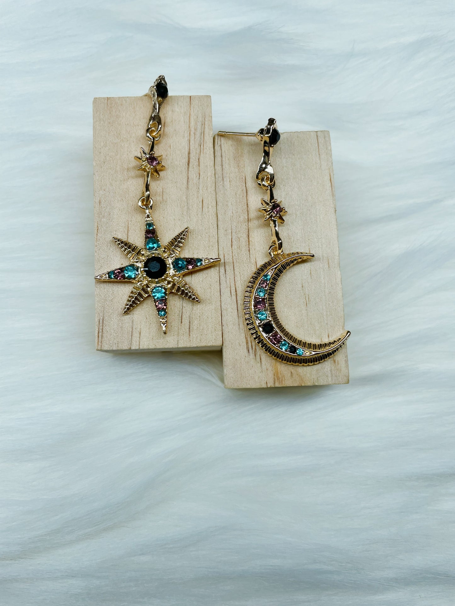 Rhinestone Star & Moon Earrings