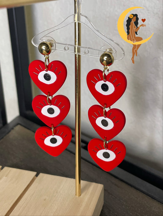 Red Ojo Drop Earrings